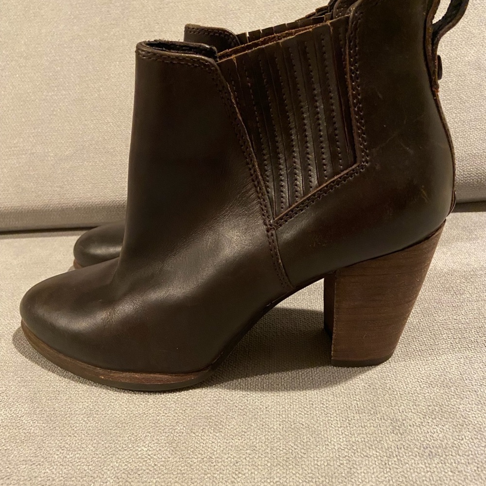 UGG Dark Brown Leather Ankle Booties